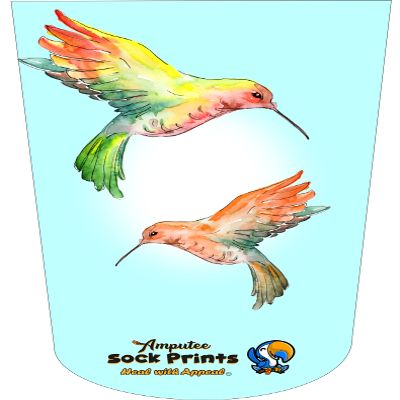 Heal with Appeal Amputee stump sock, Watercolor Hummingbirds V2, 3Ply stump sock