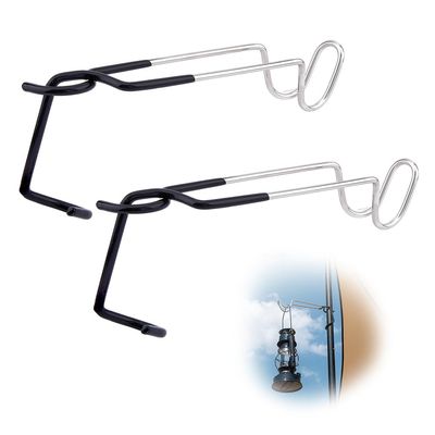 SUPERFINDINGS 2Pcs Stainless Steel Camping Lantern Hooks Hangers Multi-Purpose Tent Light Outdoor Lamp Hanger Non Slip Lamp Pole Hanger for Camping Fishing