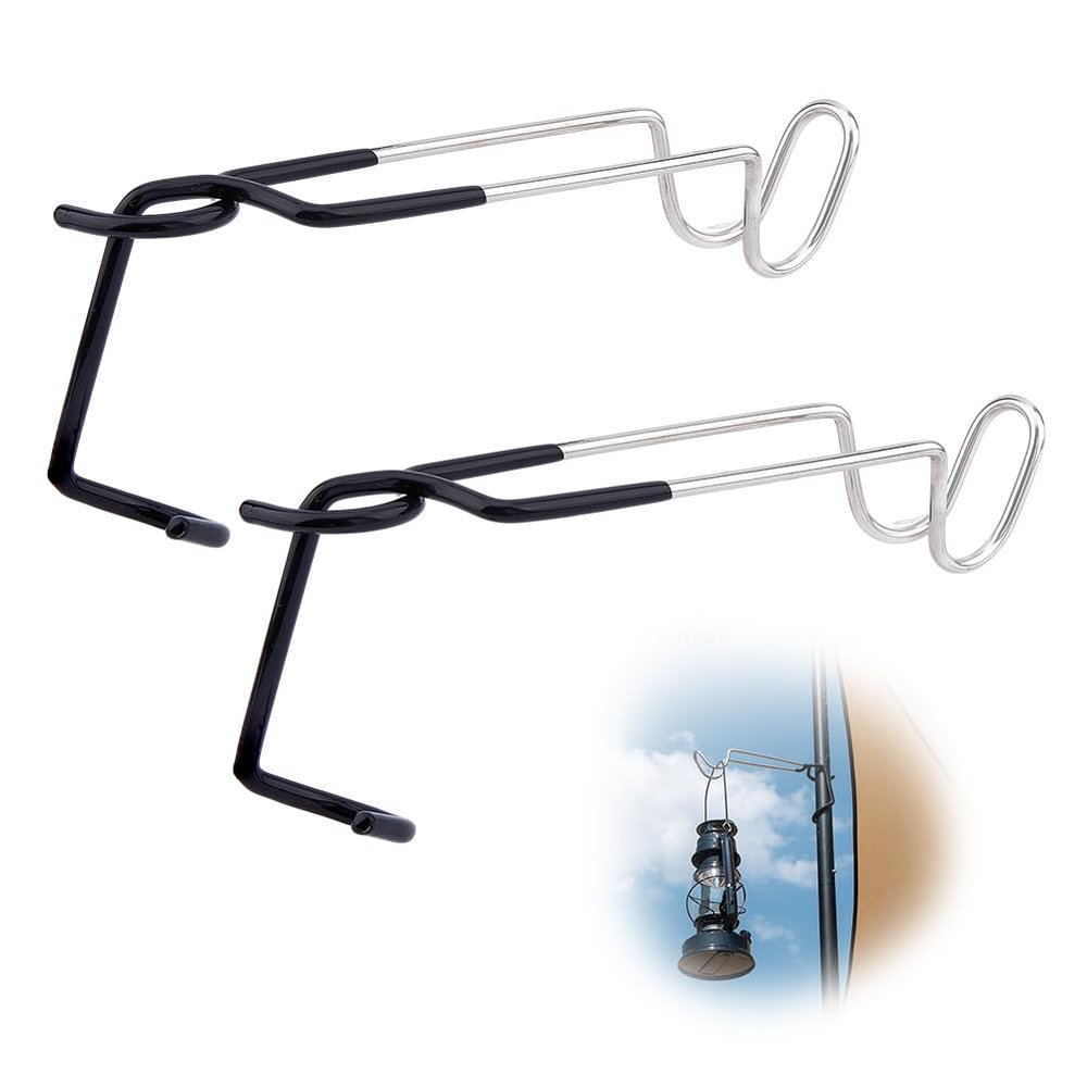 SUPERFINDINGS 2Pcs Stainless Steel Camping Lantern Hooks Hangers Multi-Purpose Tent Light Outdoor Lamp Hanger Non Slip Lamp Pole Hanger for Camping Fishing