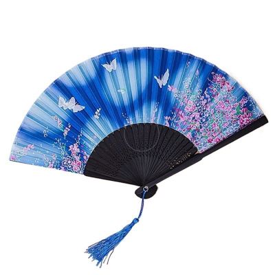 LJFMDLN 2pcs Floral Folding Hand Fan Chinese Japanese Handheld Lace Folding Fan for Wedding Dancing Party Summer Outdoor (Size : 9)