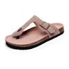 Asifn Women Slide Men Cork Sandal Flat Adjustable Leather Casual Open Toe Shoes Flip-flops Summer 11.5 Men Brown