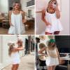 LTSCNRM Women's Hot Shot Mini Dress Athletic Sleeveless Summer Built-in Shorts V Neck Spaghetti Straps Workout Sundress(White-XXL) view 4