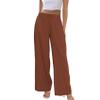 Duyang Womens Cotton Linen Palazzo Pants Drawstring Elastic Waist Casual Wide Leg Trousers with Pockets(Brick Red,S) view 1