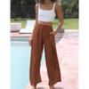 Duyang Womens Cotton Linen Palazzo Pants Drawstring Elastic Waist Casual Wide Leg Trousers with Pockets(Brick Red,S) view 3