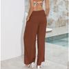 Duyang Womens Cotton Linen Palazzo Pants Drawstring Elastic Waist Casual Wide Leg Trousers with Pockets(Brick Red,S) view 4
