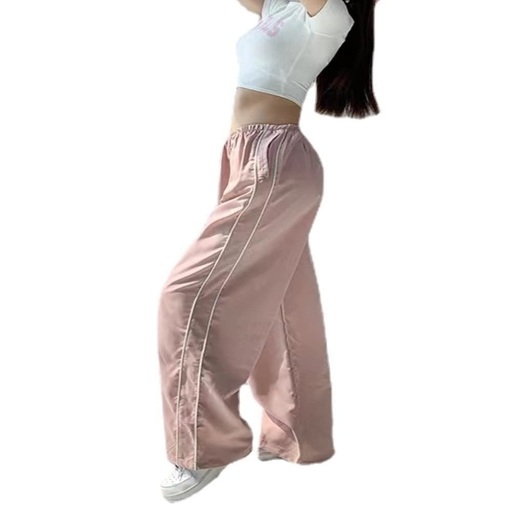 Parachute Pants Loose Cargo Pants for Women Track Pants Y2k Cool Pants for Women Baggy Sweatpants It Girl Aesthetic Clothes Oversized E-Girl Streetwear Boyfriend Style Joggers Pants Pink M
