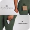 baleaf Women's Fleece Lined Leggings Waterproof Winter Hiking Pants Thermal Running Tights Zipper Pockets High Waisted Cold Weather Green Small view 4