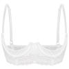 ACSUSS Womens Shiny Leather 1/3 Cup Underwired Bra Floral Lace Brassiere Lingerie Underwear White XX-Large view 1