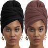 corciova Black Deep Coffee 2 Pcs Long Soft Head Wrap Turban Headband for Black Women Two Way Stretch Fashion African Head Covering Jersey Hijab Scarf view 1