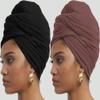 corciova Black Deep Coffee 2 Pcs Long Soft Head Wrap Turban Headband for Black Women Two Way Stretch Fashion African Head Covering Jersey Hijab Scarf view 3