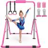 Sportsroyals Gymnastics Bar for Kids,Adjustable Height Gymnastic Horizontal Bars,Folding Gymnastic Junior Training Kip Bar for Home, Pink (Pink) view 1