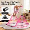 Sportsroyals Gymnastics Bar for Kids,Adjustable Height Gymnastic Horizontal Bars,Folding Gymnastic Junior Training Kip Bar for Home, Pink (Pink) view 2