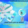Nattork Roller Skates with Light Up Wheels for Girls, 4 Size Adjustable Quad Skates for Toddler Beginner Kids Outdoor Indoor Rollerskate Sports Ages 3-8 Teal view 3