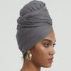 corciova Gray Long Soft Head Wrap Turban Headband for Black Women Two Way Stretch Fashion African Head Covering Jersey Hijab Scarf view 2