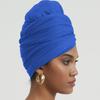 corciova Cobalt Blue Long Soft Head Wrap Turban Headband for Black Women Two Way Stretch Fashion African Head Covering Jersey Hijab Scarf view 2