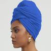 corciova Cobalt Blue Long Soft Head Wrap Turban Headband for Black Women Two Way Stretch Fashion African Head Covering Jersey Hijab Scarf view 3