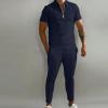Uillui Men's Tracksuit 2 Piece Casual Outfits Polo Athletic Sweatsuit Zip Polo Shirts and Shorts Sets Gym Workout Short Sleeve Sports Sets view 2