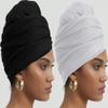 corciova Black Very Light Gray 2 Pcs Long Soft Head Wrap Turban Headband for Black Women Two Way Stretch Fashion African Head Covering Jersey Hijab Scarf view 2
