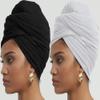 corciova Black Very Light Gray 2 Pcs Long Soft Head Wrap Turban Headband for Black Women Two Way Stretch Fashion African Head Covering Jersey Hijab Scarf view 3