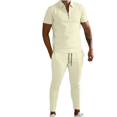 Uillui Men's Tracksuit 2 Piece Casual Outfits Polo Athletic Sweatsuit Zip Polo Shirts and Shorts Sets Gym Workout Short Sleeve Sports Sets