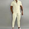 Uillui Men's Tracksuit 2 Piece Casual Outfits Polo Athletic Sweatsuit Zip Polo Shirts and Shorts Sets Gym Workout Short Sleeve Sports Sets view 2