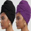 corciova Black Byzantium Purple 2 Pcs Long Soft Head Wrap Turban Headband for Black Women Two Way Stretch Fashion African Head Covering Jersey Hijab Scarf view 3