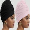 corciova Black Pale Pink 2 Pcs Long Soft Head Wrap Turban Headband for Black Women Two Way Stretch Fashion African Head Covering Jersey Hijab Scarf view 2