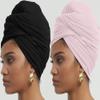 corciova Black Pale Pink 2 Pcs Long Soft Head Wrap Turban Headband for Black Women Two Way Stretch Fashion African Head Covering Jersey Hijab Scarf view 3