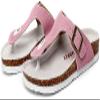 Asifn Women Slide Men Cork Sandal Flat Adjustable Leather Casual Open Toe Shoes Flip-flops Summer 6 Men Pink view 1