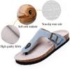 Asifn Women Slide Men Cork Sandal Flat Adjustable Leather Casual Open Toe Shoes Flip-flops Summer 6 Men Pink view 2