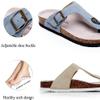 Asifn Women Slide Men Cork Sandal Flat Adjustable Leather Casual Open Toe Shoes Flip-flops Summer 6 Men Pink view 3