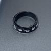 Lovely Puppy Paw Print Rotatable Titanium Stainless Steel Fidget Band Rings for Women Men Cute Anti Anxiety Stress Relief Spinner Rings Minimalist Statement Promise Rings for Son Daughter Christmas New Year Gifts (Black, 9) view 2