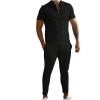 Uillui Men's Tracksuit 2 Piece Casual Outfits Polo Athletic Sweatsuit Zip Polo Shirts and Shorts Sets Gym Workout Short Sleeve Sports Sets view 1