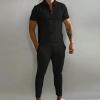 Uillui Men's Tracksuit 2 Piece Casual Outfits Polo Athletic Sweatsuit Zip Polo Shirts and Shorts Sets Gym Workout Short Sleeve Sports Sets view 2