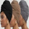 corciova Black Gray French Beige 3 Pcs Long Soft Head Wrap Turban Headband for Black Women Two Way Stretch Fashion African Head Covering Jersey Hijab Scarf view 3
