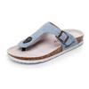 Asifn Women Slide Men Cork Sandal Flat Adjustable Leather Casual Open Toe Shoes Flip-flops Summer 9.5 Men Blue