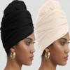 corciova Black Linen 2 Pcs Long Soft Head Wrap Turban Headband for Black Women Two Way Stretch Fashion African Head Covering Jersey Hijab Scarf view 2