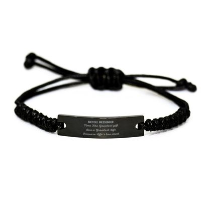 Time Greatest Gift Bicycle Messenger Black Robe Bracelet, Happy Moment Gifts for Bicycle Messenger, Time Greatest Gift Graduation Birthday Gifts for Friends, for Men and Women