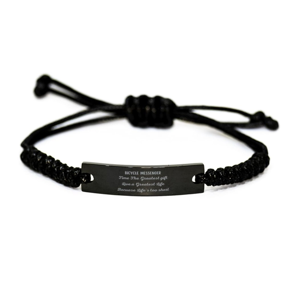 Time Greatest Gift Bicycle Messenger Black Robe Bracelet, Happy Moment Gifts for Bicycle Messenger, Time Greatest Gift Graduation Birthday Gifts for Friends, for Men and Women