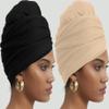corciova Black Wheat 2 Pcs Long Soft Head Wrap Turban Headband for Black Women Two Way Stretch Fashion African Head Covering Jersey Hijab Scarf view 2