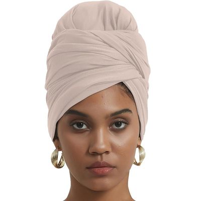 corciova Almond Long Soft Head Wrap Turban Headband for Black Women Two Way Stretch Fashion African Head Covering Jersey Hijab Scarf