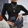 Ekouaer Women's Turtleneck Shirts Ribbed Pullover Sweater Long Sleeves Tops Midweight Thermal Underwear Blouse Black M view 3