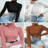 Ekouaer Women's Turtleneck Shirts Ribbed Pullover Sweater Long Sleeves Tops Midweight Thermal Underwear Blouse Black M view 4