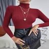 Ekouaer Women's Turtleneck Shirts Ribbed Pullover Sweater Long Sleeves Tops Midweight Thermal Underwear Blouse Wine Red XL view 3