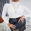 Ekouaer Women's Turtleneck Shirts Ribbed Pullover Sweater Long Sleeves Tops Midweight Thermal Underwear Blouse White M view 3