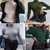 Ekouaer Women's Turtleneck Shirts Ribbed Pullover Sweater Long Sleeves Tops Midweight Thermal Underwear Blouse Green S view 4