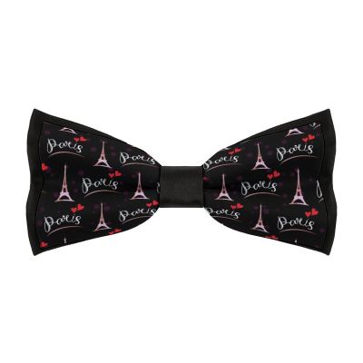Paris Romantic Eiffel Tower Men's Bow Tie Funny Pre-Tied Adjustable Bowties for Wedding Party