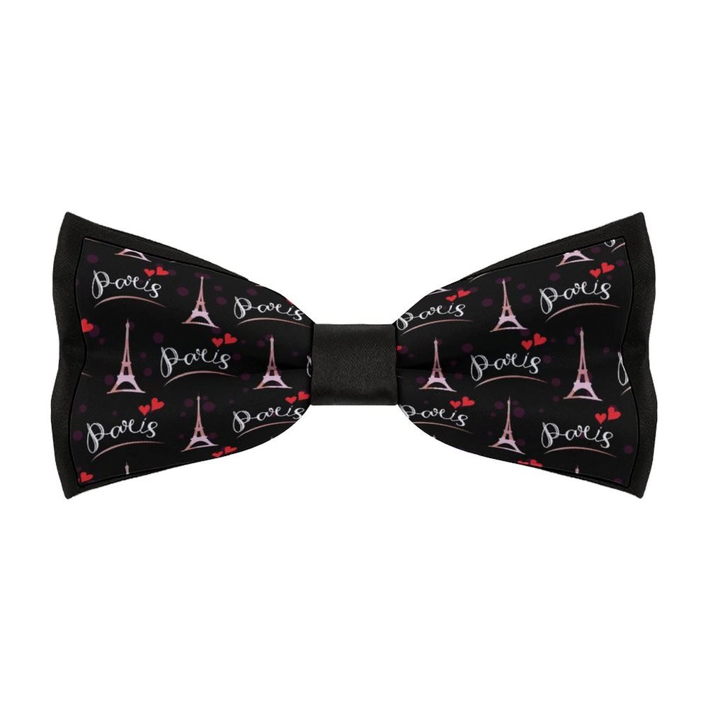 Paris Romantic Eiffel Tower Men's Bow Tie Funny Pre-Tied Adjustable Bowties for Wedding Party