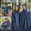 DUKUSEEK Outdoor Wearable Camping Blanket with Hood, Large Packable Backpacking Hooded Stadium Blankets, Lightweight Warm Quilt for Picnic, Hiking, Football, 79"X56" view 2