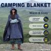 DUKUSEEK Outdoor Wearable Camping Blanket with Hood, Large Packable Backpacking Hooded Stadium Blankets, Lightweight Warm Quilt for Picnic, Hiking, Football, 79"X56" view 3
